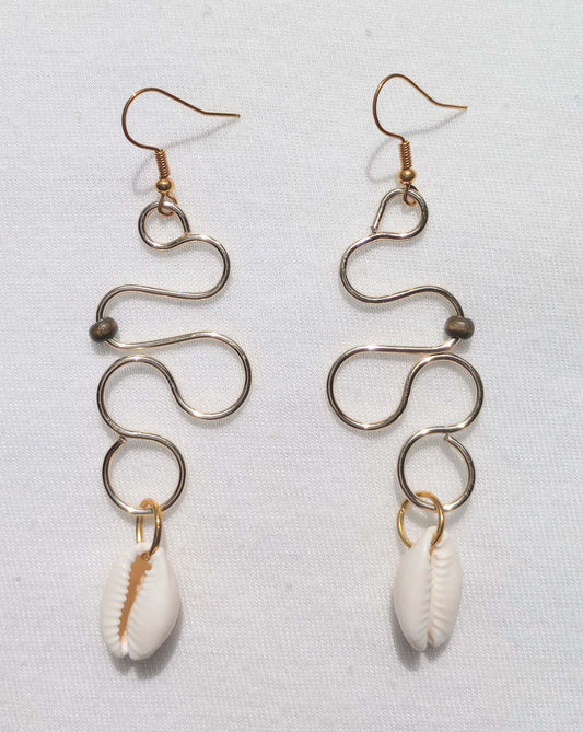 Ocean Waves - Dangle - Gold Cowrie Shell